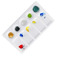 10-Well Plastic Rectangular Artist Painting Palette - Art Paint Mixing Tray, Kid