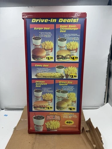 Vintage 1997 Original Menu SONIC DRIVE-IN Coke Metal Housing Boards Coca Cola