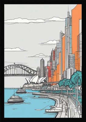Moderner Hafen von Sydney gerahmtes Wandbild Poster Leinwanddruck Bild