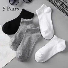 Mens Plain Solid Cotton Sports Ankle Athletic Socks Low Cut