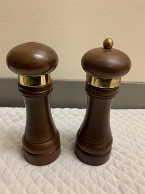 Vintage William Bounds Wooden Salt & Pepper Shaker/ Grinder USA Made MCM Retro