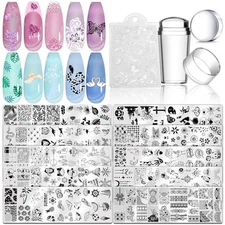  Nail Stamping Plates set 10 pcs Nail Art Stamper Scraper Gift Box 12PCS Plates