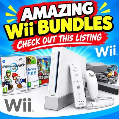 Nintendo Wii Console Bundle Tested - Wii Sports Mario Kart - Pick your bundle - Image 1 of 2