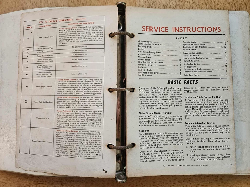 1962 Texaco Tractor Lubrication Guide COMPLETE 3-Ring Binder - Good condition - Image 3 of 4
