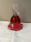 Fenton Vintage Cranberry Red Glass Swirled 6.5" Bell with Clear Handle