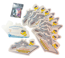 20 SHIP CRUISING DUCKS TAGS LABELS WITH RUBBER BANDS FOR CRUISE DUCKIE DUCK