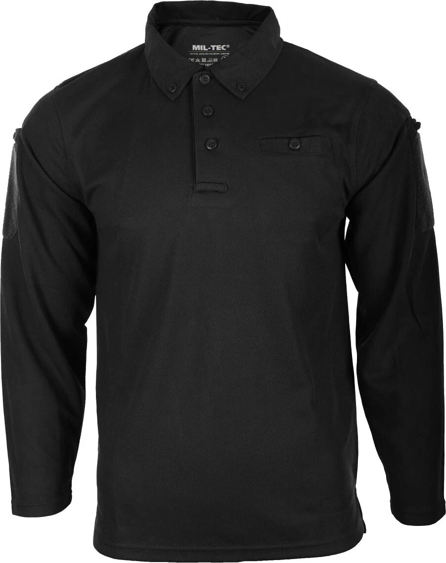 Quickdry Long-Sleeve Polo Shirt Black - Outdoor Hiking Slim Fit Pocket Top
Opens in a new window or