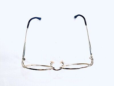 New YSL Yves Saint Laurent Gold Oval Glasses Blue Clear New YSL Yves Saint Laurent Gold Oval Glasses Blue Clear