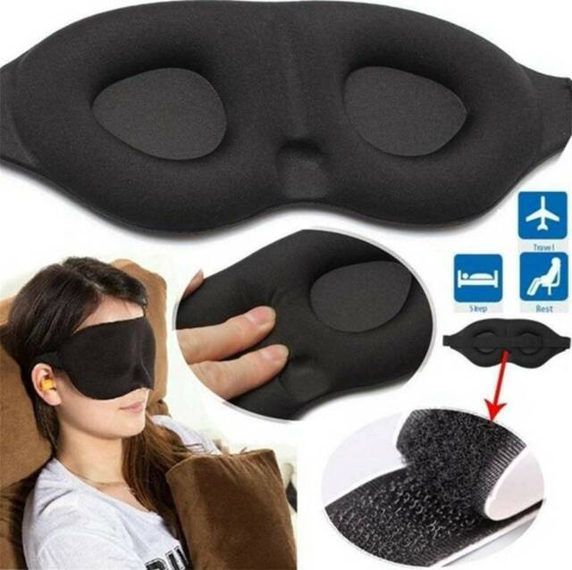 3D Soft Padded Blindfold Blackout Eye Travel Relax Sleep Aid Shade Cover TD