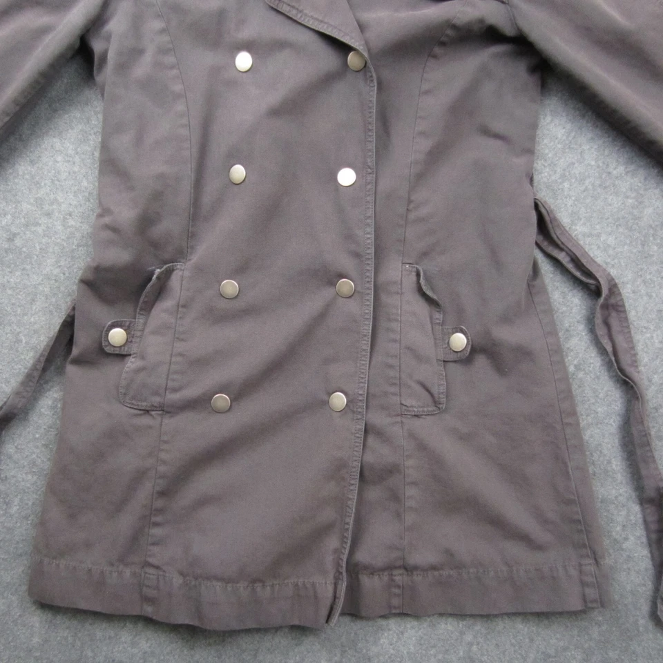 James Perse Coat Womens 3 Gray Trench Long Pea Belted Snap WTG2163 - Image 4 of 4