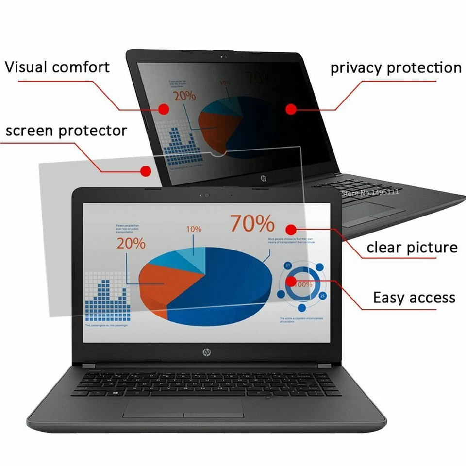 LCD Privacy Screen Filter Anti-Glare Protect Film For 12"13"14" Laptop Computer - Image 3 of 4