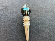 Murano Style Stainless Steel Wine Bottle Stopper with Art Glass Jellyfish Finial