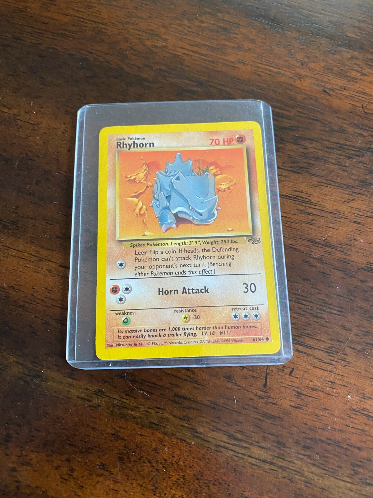 Rare Rhyhorn 61/64 Jungle Edition Pokemon Card