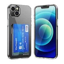 For iPhone 17 Pro Max/16e/15/14/13/12/11 Luxury Clear Card Holder Crystal Case