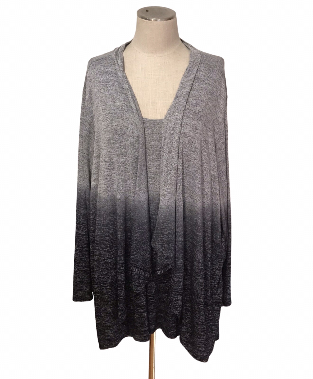 Catherines Gray Ombre Cardigan Sweater Attached Tank … Gem