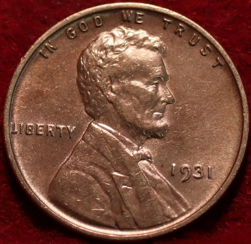 🇺🇸 Uncirculated 1931 Philadelphia Mint Red Copper Lincoln Wheat Cent USA