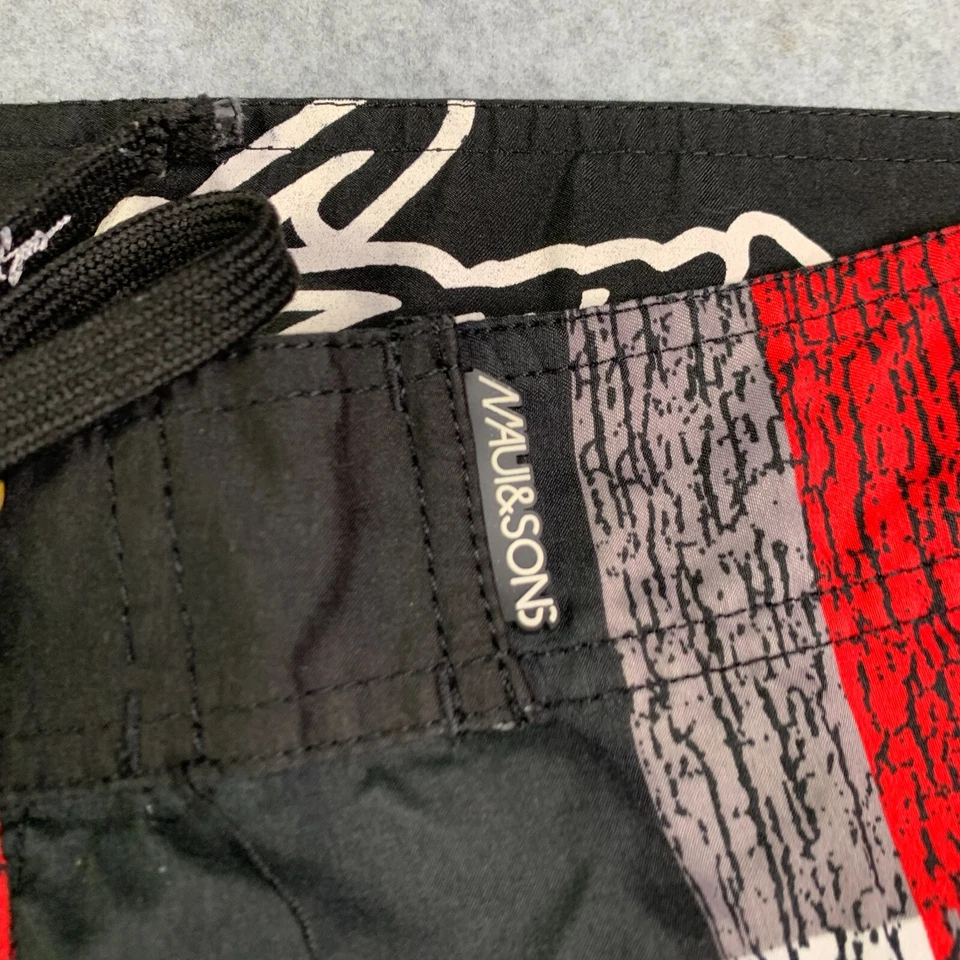 Bañador Maui And Sons para Hombres 32 Mediano Rojo Negro Cuadros Board Shorts Bolsillo Foto 3 de 4
