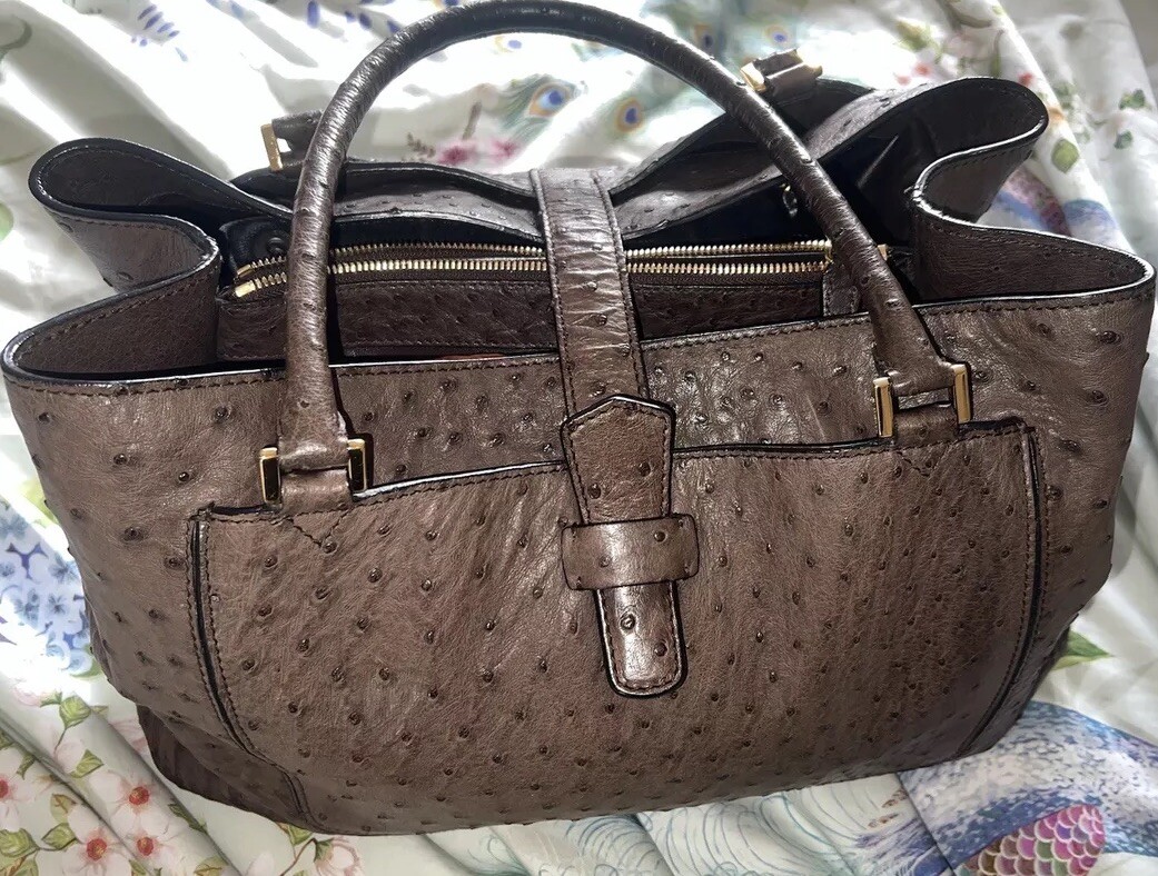 Loro Piana Bellevue ostrich exotic leather Bag RRP £9650. Quality