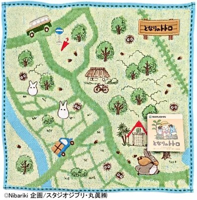 My Neighbor Totoro Hand Mini Towel (walking map ) 25cm×25cm Studio Ghibli New