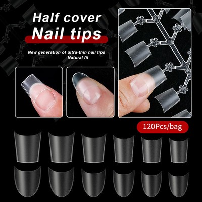 Nail Tips 120pcs Half Cover False Tips Matte Fake Nails for Nail Extension Art