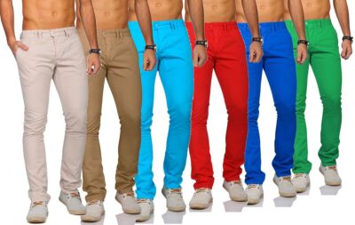 Rerock Herren Chino Sommer Hose Pants SlimFit schmale Passform Vintage Look 3365