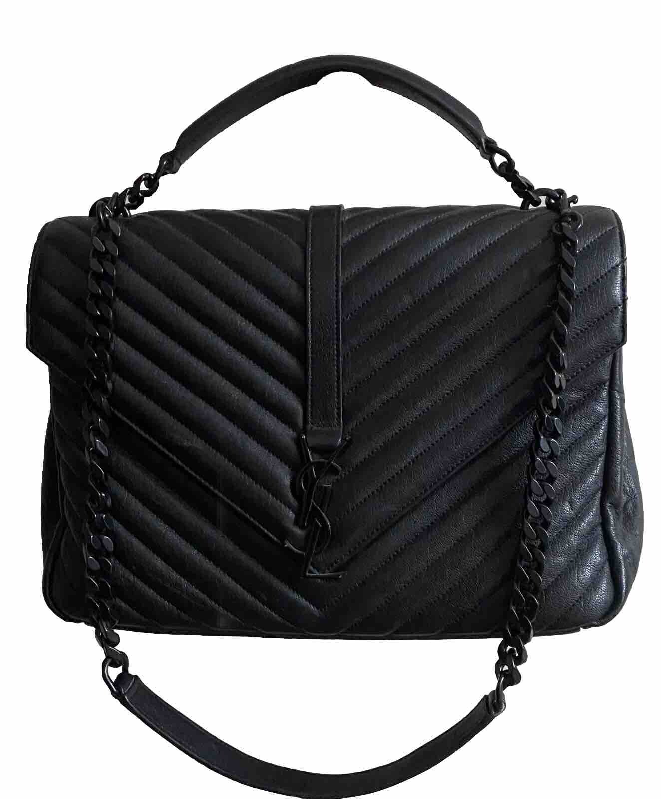 Borsa Saint Laurent in pelle trapuntata nera Collège