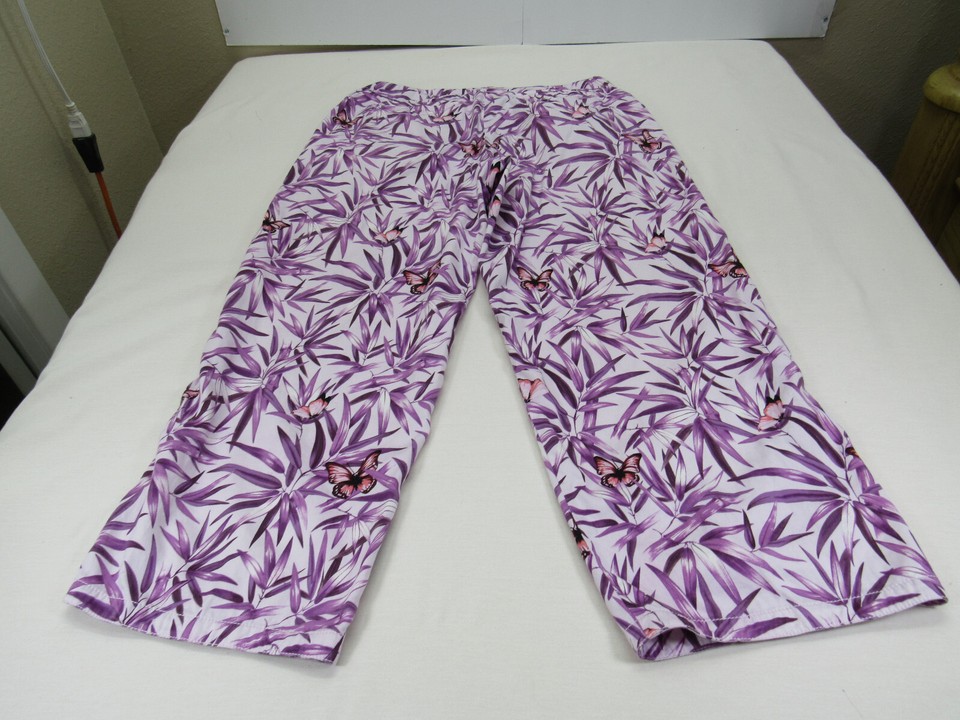 Tommy Bahama Hawaiian Purple Leaves Butterflies Womens Capris 6 [ 28W 23L ] eBay