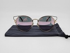 Lucky Brand Kelsey Gold Frame Pink Flash Mirror Lens Cat Eye Sunglasses w/ Case