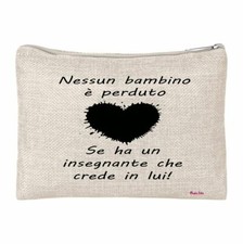 pochette bustina porta oggetti scritta nessun bambino perduto insegnante regalo