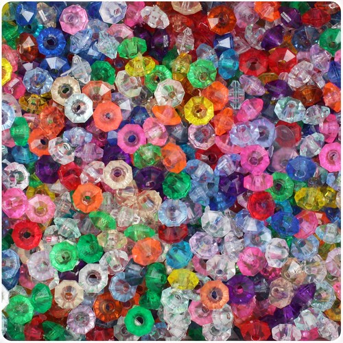 BeadTin Transparent 6mm Faceted Rondelle Plastic Craft Beads (1350pcs) - Picture 36 of 53