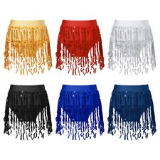 Kids Girls Shiny Sequin Tassel Skirt Latin Jazz Dance Performance Briefs Bottoms