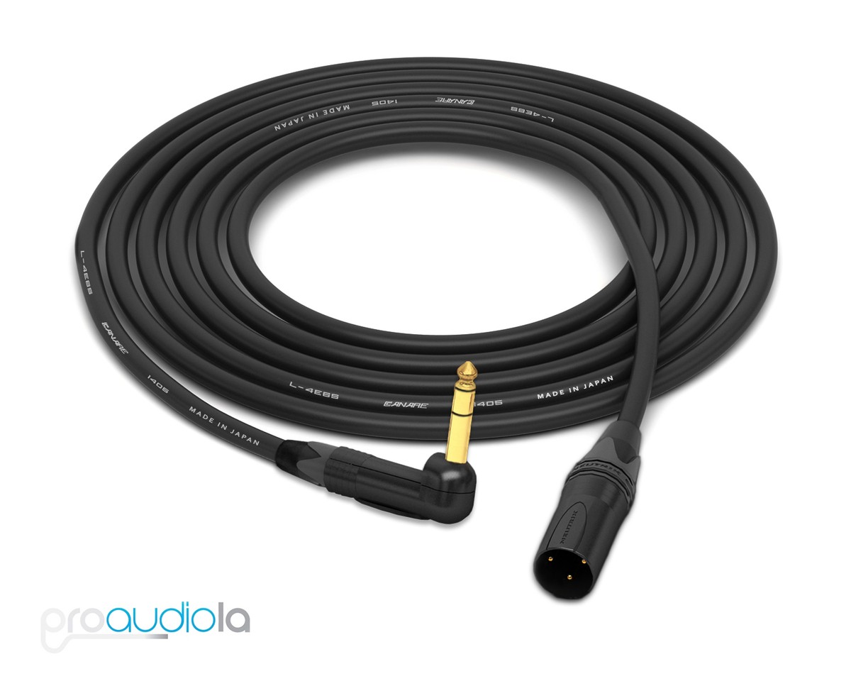 Canare Quad L-4E6S Cable | Neutrik Gold XLR-Male to 90º TRS