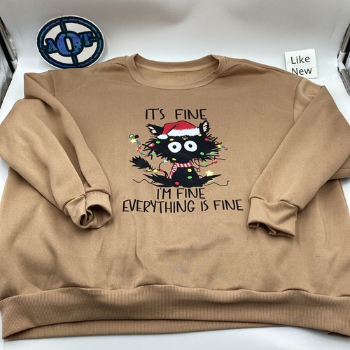 It's Fine I'm Fine Everything Is Fine Funny Black Cat Unisex 2XL Sweatshirt