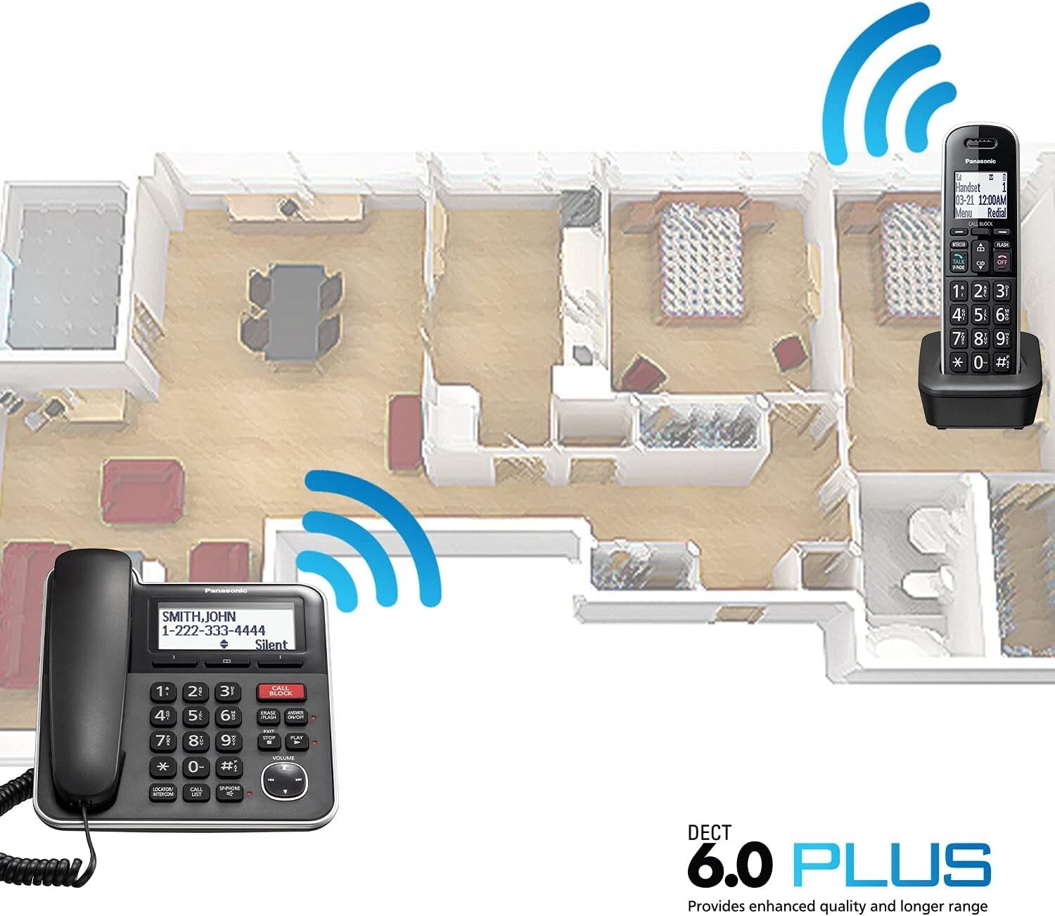 Panasonic Expandable Corded Cordless Phone System Answering Machine 1 Handset