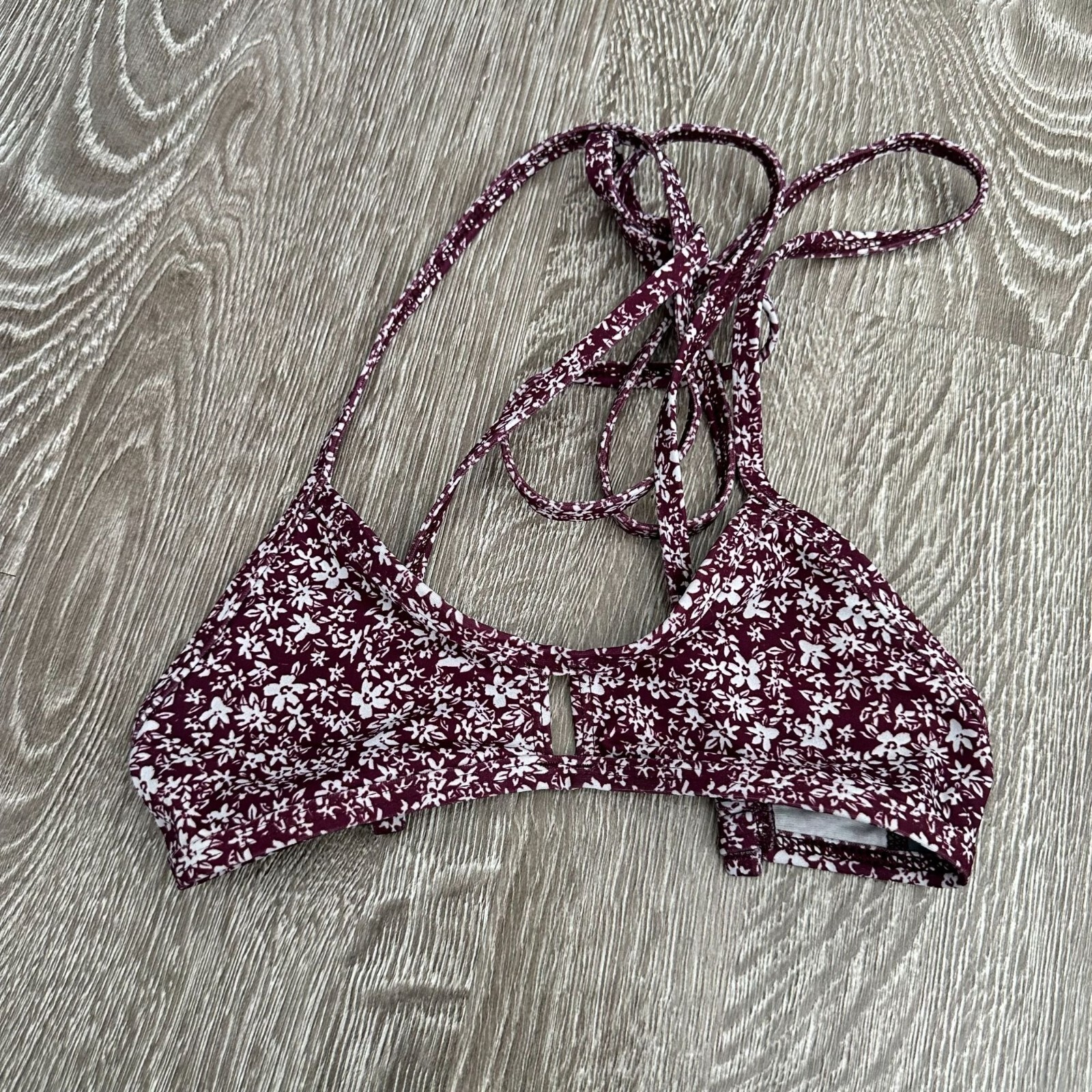 Joyln Purple Floral Vent Top Tie Strappy Back Summer Vacation Swim Travel XS
