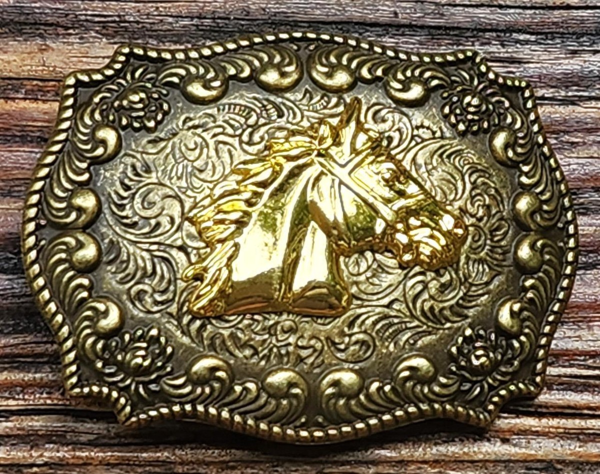 Amazing Vintage Large Heavy Bronze Cast Horse Head Belt Buckle? Baroque Style Horse Head Medal Belt Buckle (fits up to 1.5  main image 3