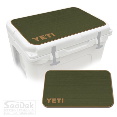 SeaDek Pad Top fits YETI Roadie 15 Cooler -OliveGreen-Mocha  - YETI Left