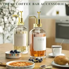 2 Pack Coffee Syrup Pump 500ml Coffee Station Coffee Syrup Dispenser Glass Honey