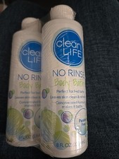 2 Pack Clean Life No Rinse Body Bath, Body Wash 16 Oz 473.1 ml Each Fast Ship