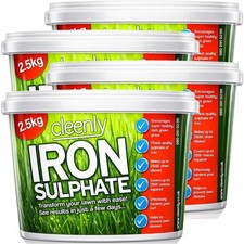 Cleenly Lawn Fertiliser 10kg Tub Pure Iron Tonic Sulphate Grass Feed 10000m2