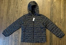 NWT Gap Factory Kids Polka Dot Puffer Jacket - Black and Silver - XXL 14-16