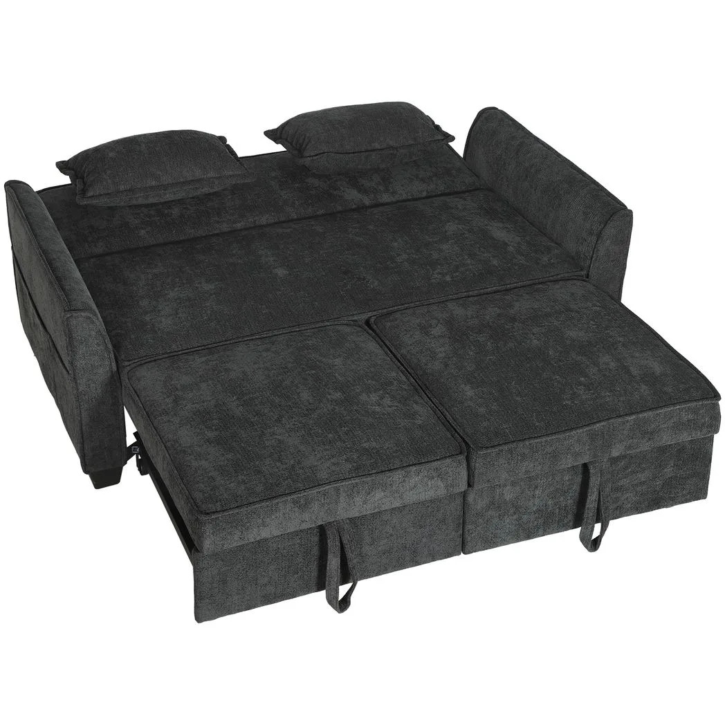 Homcom Unisex Black Sofa Bed, 4-In-1 Convertible Pull Out Sleeper Sofa, Size 2 Seater - Image 2