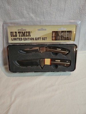 NEW Shrade Old Timer 17-24 Two Knife Set Fixed and Folding Blade In Tin Box