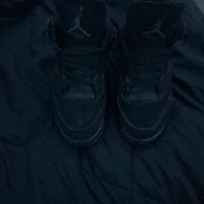 Jordan Air Jordan 4 Men s Black Suede Mid Top Lace-Up Sneakers Jumpman