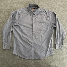 Van Heusen Shirt Mens XL 17-17.5 Blue Brown Plaid Traveler Long Sleeve Stretch