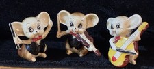 3 statuine musicista topi Ardco vintage da collezione direttore, violino, violoncello