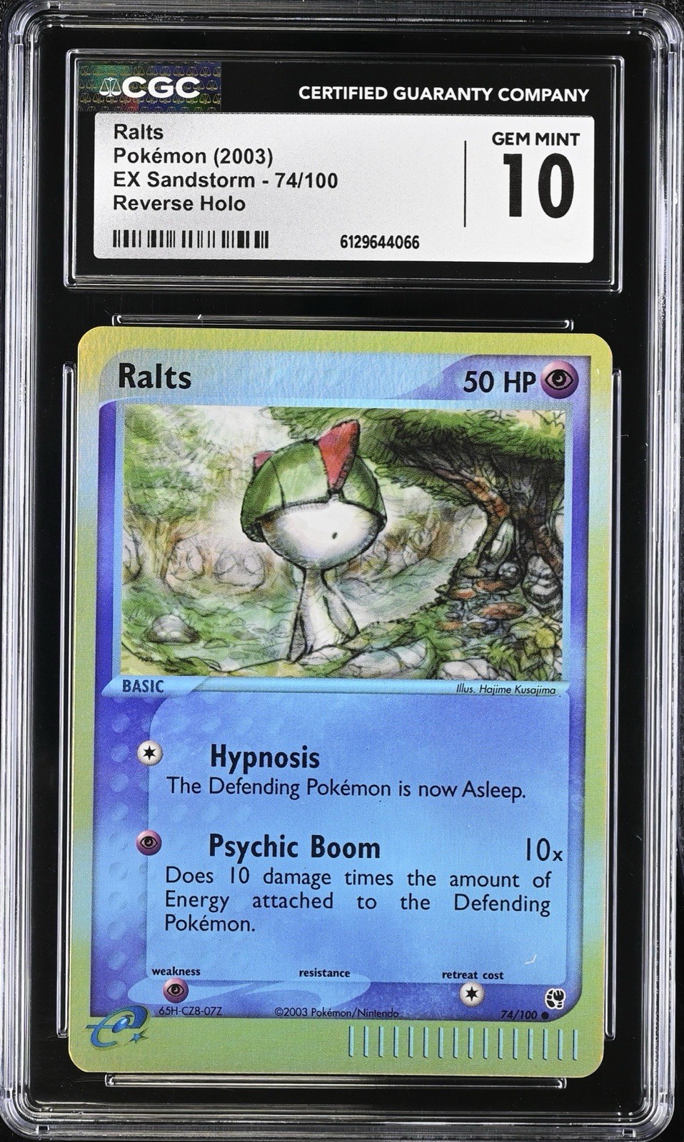 CGC 10 GEM MINT Ralts 74/100 EX Sandstorm REVERSE HOLO Vintage 2003 Pokemon Card