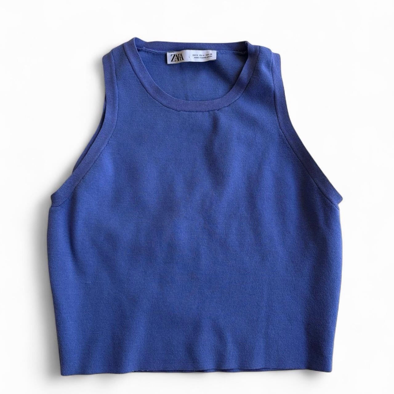 Zara Ribbed Crop Tank Medium | High Neck Fitted Knit Top