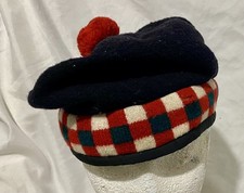 Vintage British Scottish Army Balmoral Bonnet Size 55, small W green check  8 