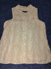 Banana Republic Size S Top Blouse Tan  White Button Front Sleeveless